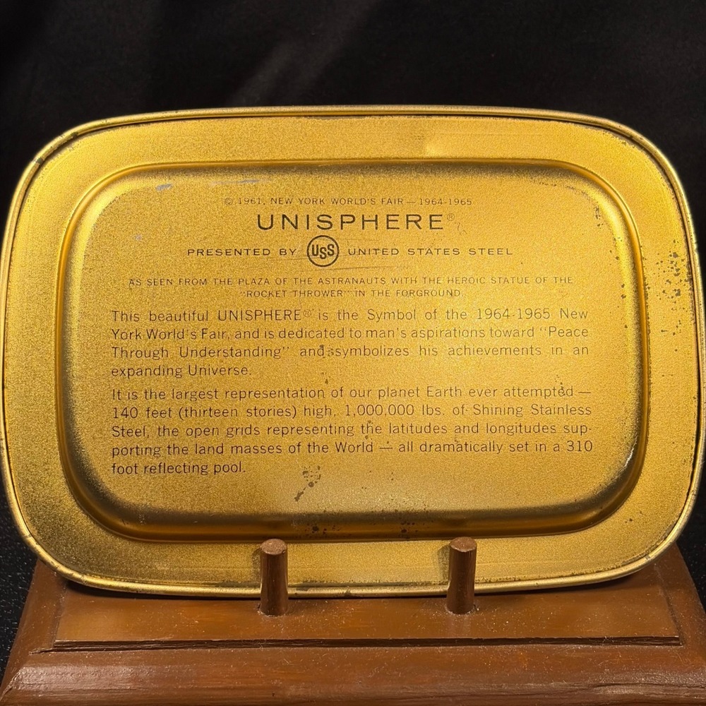 Fabcraft 1964 1965 New York Worlds Fair Unisphere Metal Souvenir Tray Item 312 - Picture 5 of 7
